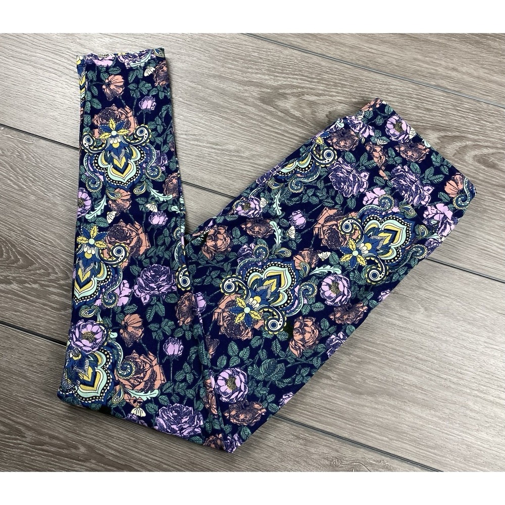 Lularoe Women's Pull On Floral Pattern Stretch Leggings Multicolor One Size‎